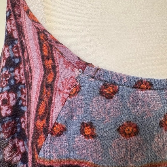 American Eagle Boho Indian Floral Print Ruffle Sleeveless Maxi Dress S - Picture 5 of 13